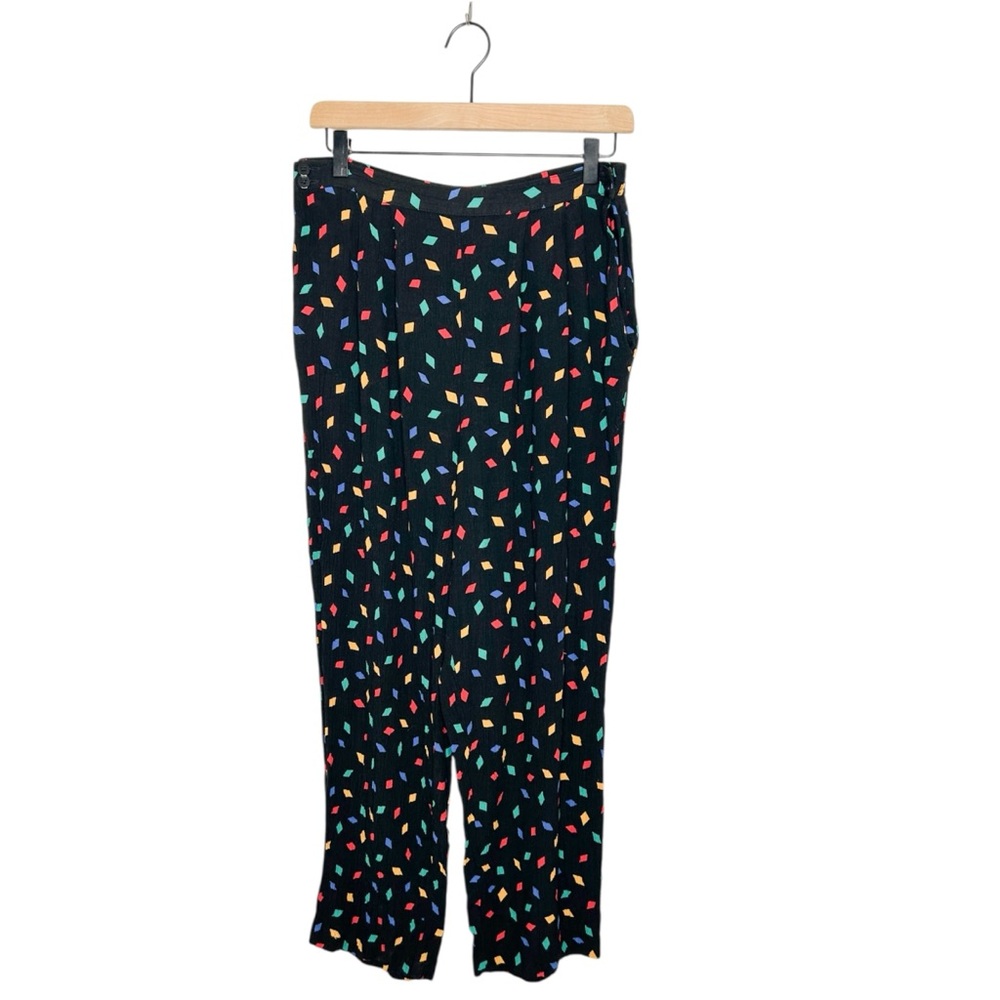 Vintage 90s Alyssa Colorful Print Casual Cropped Straight Leg Pant Plus Size 16W